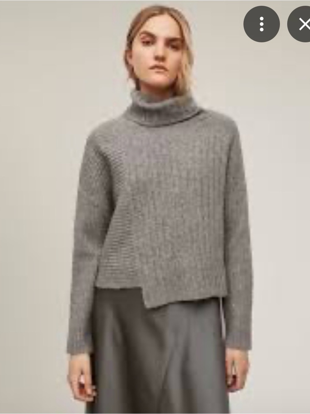 AllSaints Yak Wool Blend Ribbed Turtleneck Sweater Gray Size M Quiet Luxury